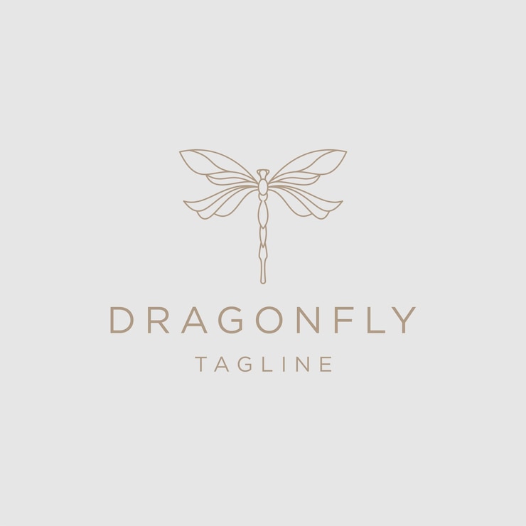 Vector dragonfly line art style. animal logo icon design template flat vector