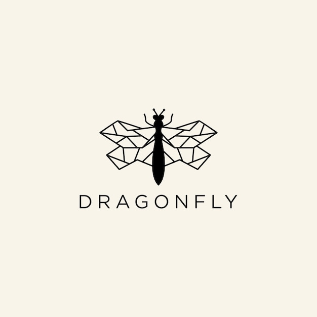 Vector dragonfly, line minimalist flying insect