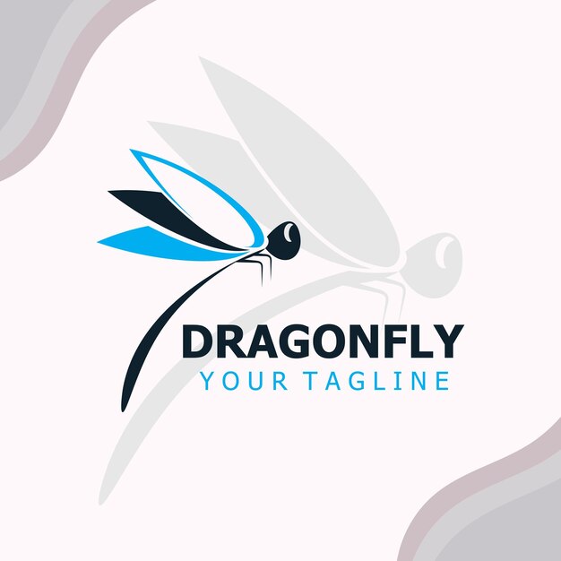 Dragonfly logo design modern and elegant minimalist color style monoline illustration