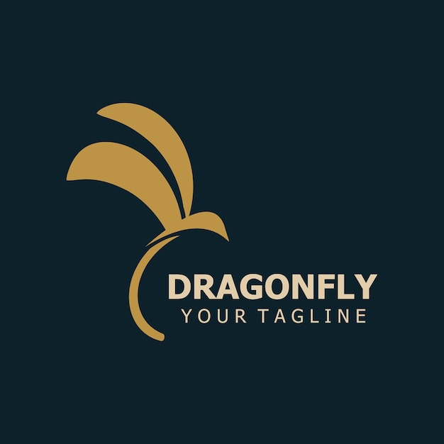 Dragonfly logo design modern and elegant minimalist color style monoline illustration