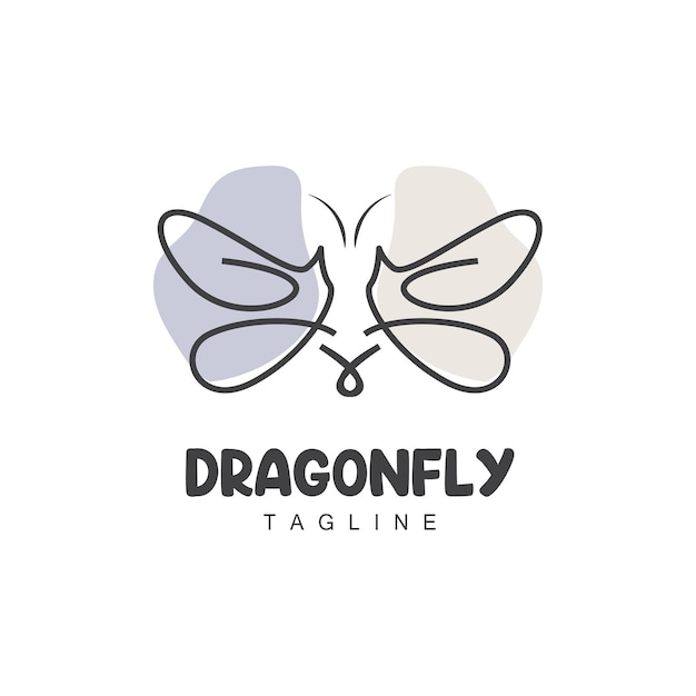 Vector dragonfly logo flying animal design vector simple line style icon symbol illustration