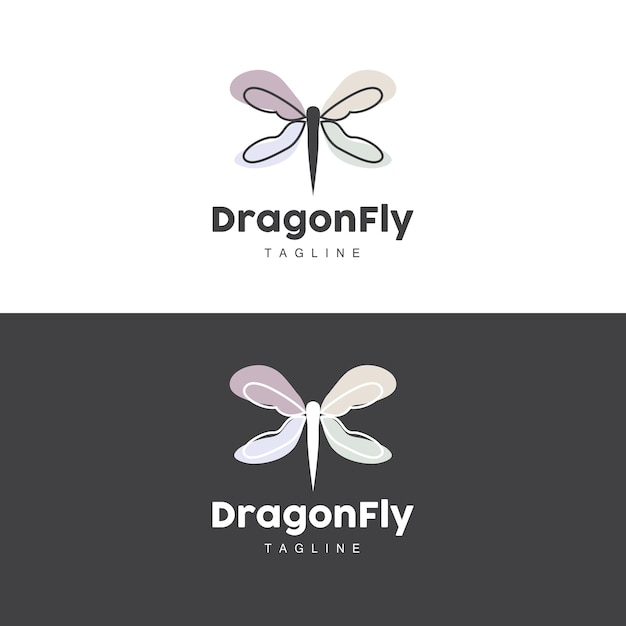 Dragonfly Logo Flying Animal Design Vector Simple Line Style Icon Symbol Illustration