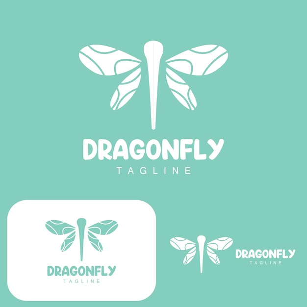 Dragonfly Logo Flying Animal Design Vector Simple Line Style Icon Symbol Illustration