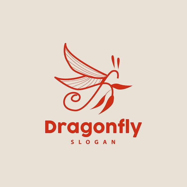 Dragonfly Logo Flying Animal Vector Luxurious Elegant Simple Minimalist Design Illustration Template Icon