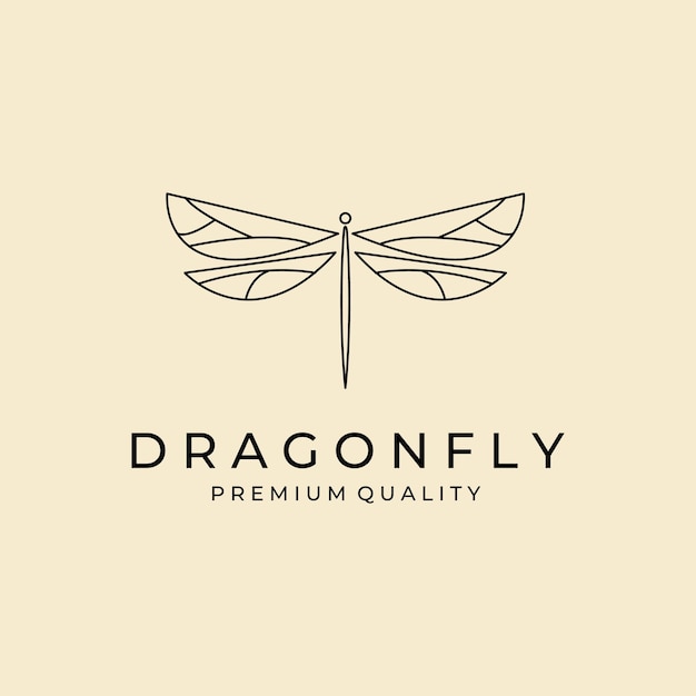 Dragonfly logo line art minimalist vector illustration