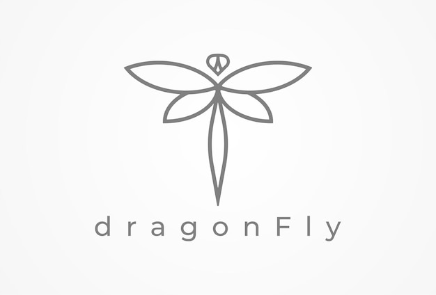 Dragonfly logo ontwerp minimalistisch Insect met elegante lijn kunst stijl logo