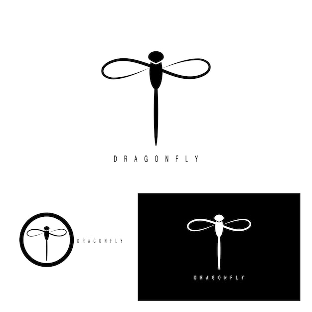 Modello di progettazione dell'illustrazione dell'icona di vettore del logo della libellula
