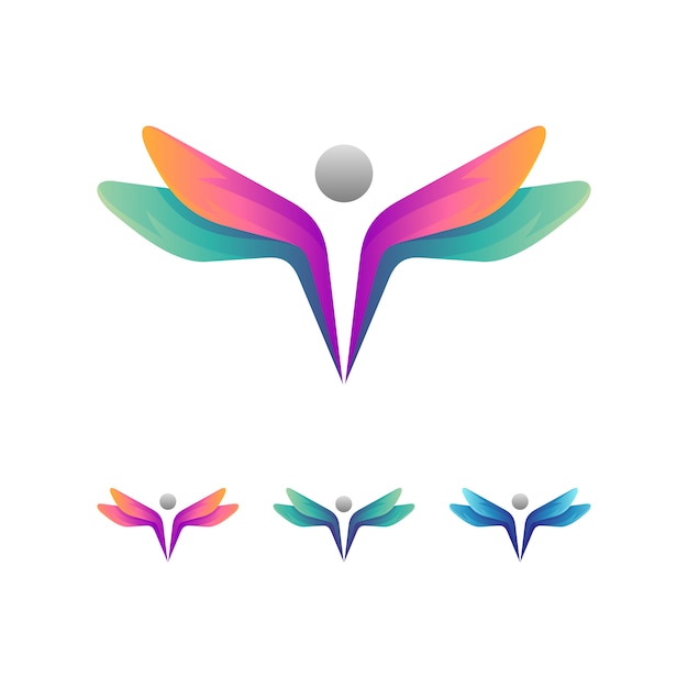 Libellula + persone logo concept