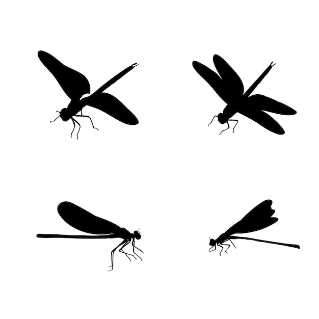 Vettore dragonfly silhouette vector perfetto per disegni ispirati alla natura loghi e artigianato ideale per l'estate