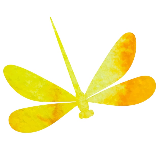 Icona di vettore isolato di sagoma dell'acquerello della libellula