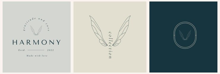 Vector dragonfly wings logo templates in trendy linear style for jewelry for exclusive services and products beauty and spa industry