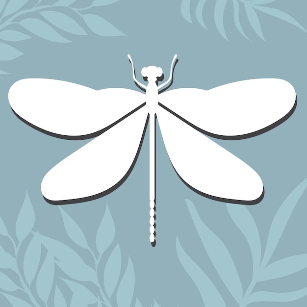 Dragonfly wit silhouet pictogram geïsoleerde vector