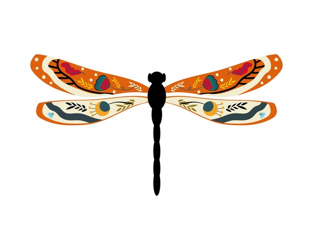 Vector dragonfly and with pattern