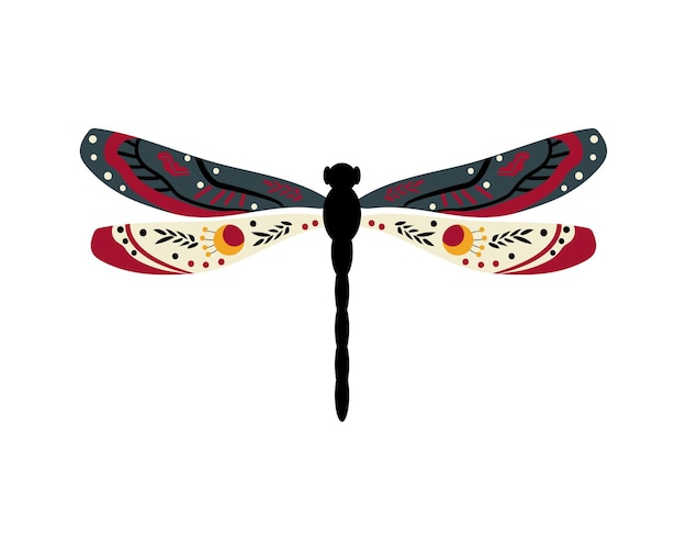 Vector dragonfly and with pattern