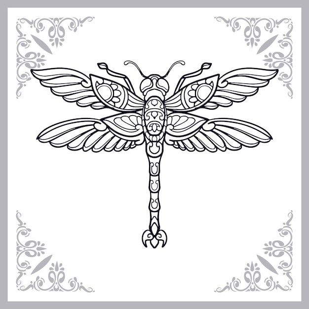 Vector dragonfly zentangle arts isolated on white background