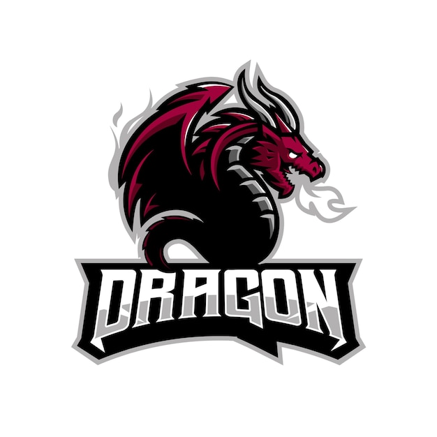 Vector dragons fly and breathe fire for sports team