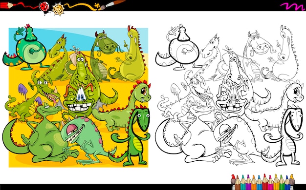 Vector draken tekens kleurboek