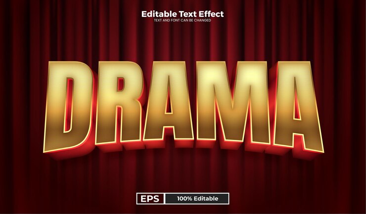 Drama editable text effect in modern trend style