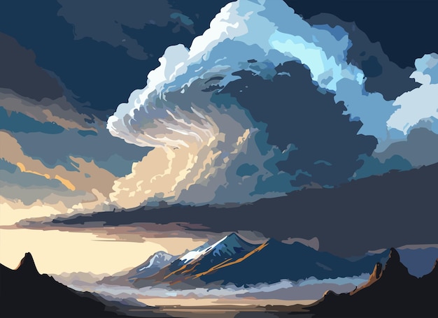 Vector dramatische stormwolken over een prachtig landschap.