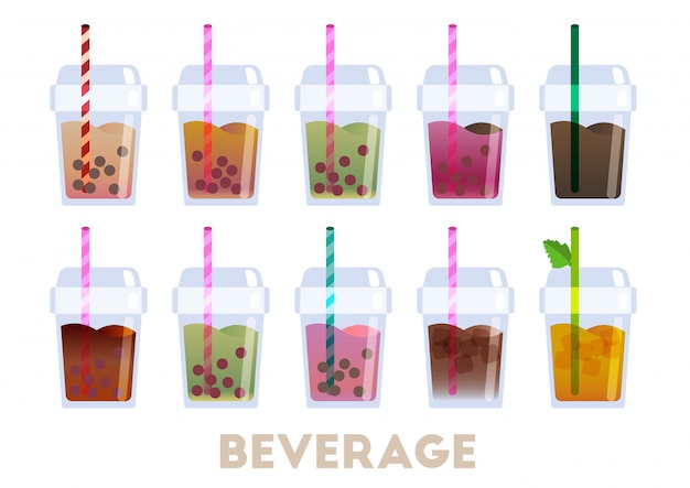 drank koffie en bubble tea vector