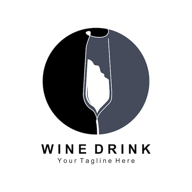 Drank Wijn Logo Ontwerp Glas Illustratie Alcohol Drink Fles Bedrijf Product Vector