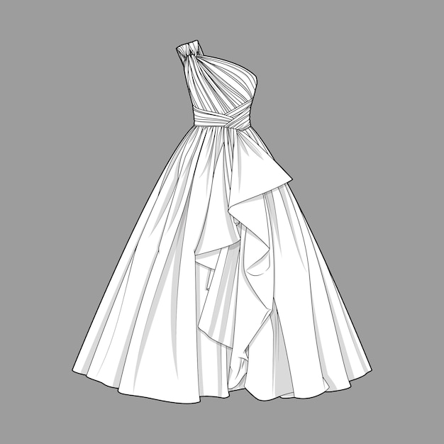 Vector draped oneshoulder ball gown