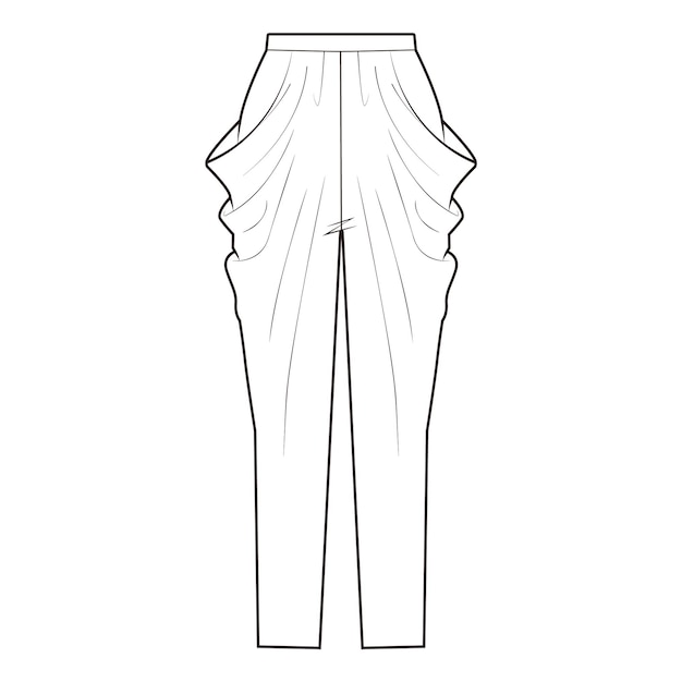 Premium Vector Draped pants Pants Flat Drawing Fashion Flat Sketches