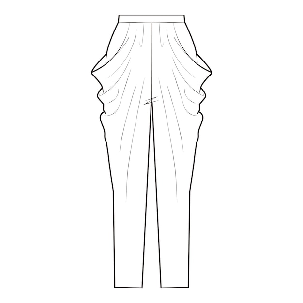 Draped pants Pants Flat Drawing Fashion Flat Sketches