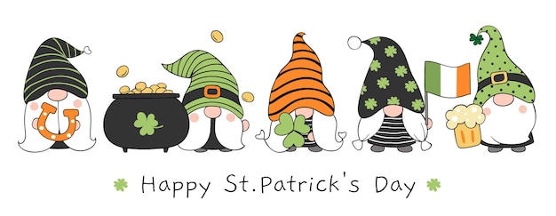 Draw banner gnomes for st patrick's day.