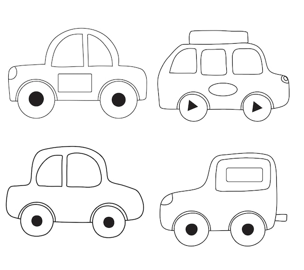 Vector draw car coloring pages for kids