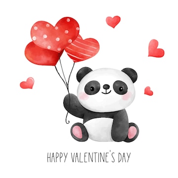 Premium Photo  Kawaii panda with heart for valentine's day