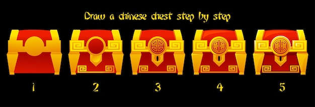 Draw a chinese chest step by step