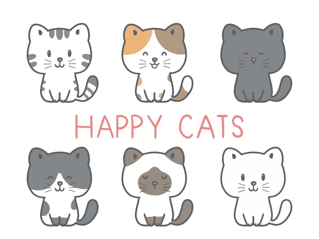 Draw collection cute cats