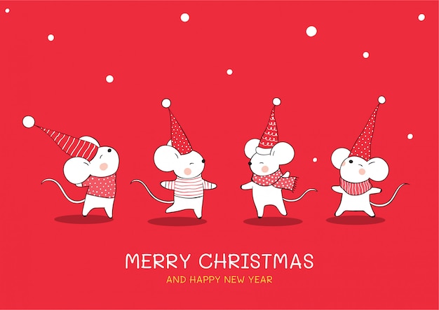 Draw collection cute mouse for Christmas and new year.