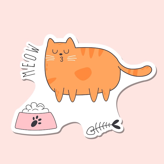 Draw collection stickers cat doodle cartoon style vector illustrator