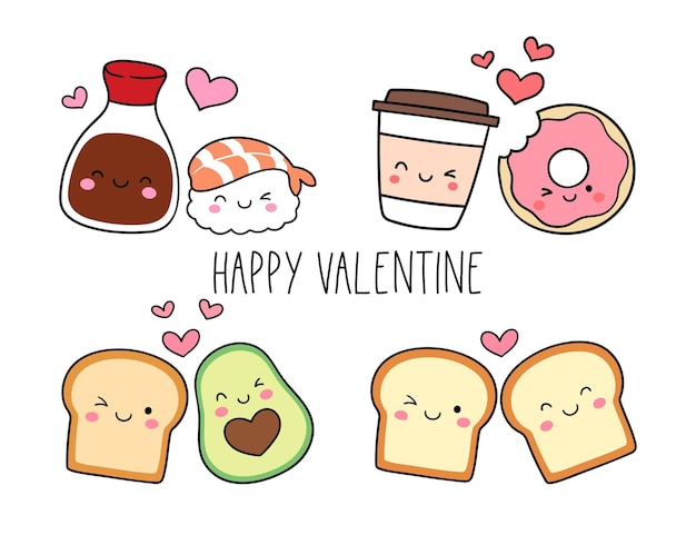 Perfect Match Kawaii Clipart Set Cute Food Clip Art Friendship