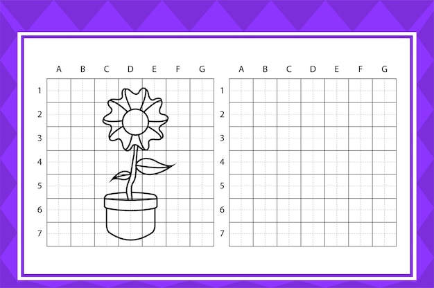 Draw cute flower worksheet, educational children game.