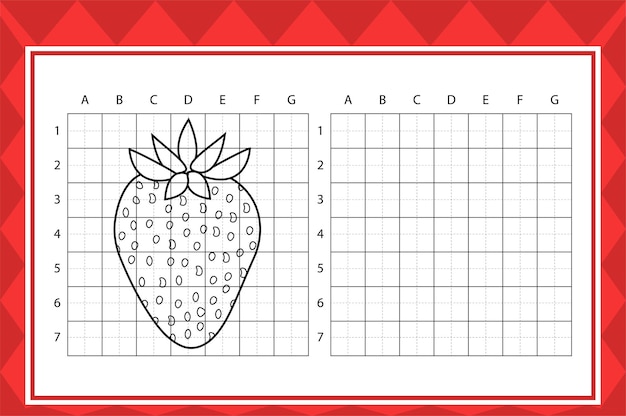 Draw cute strawberry worksheet, educational children game.