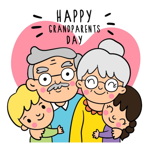 Vector draw doodle styles of grandparents day.