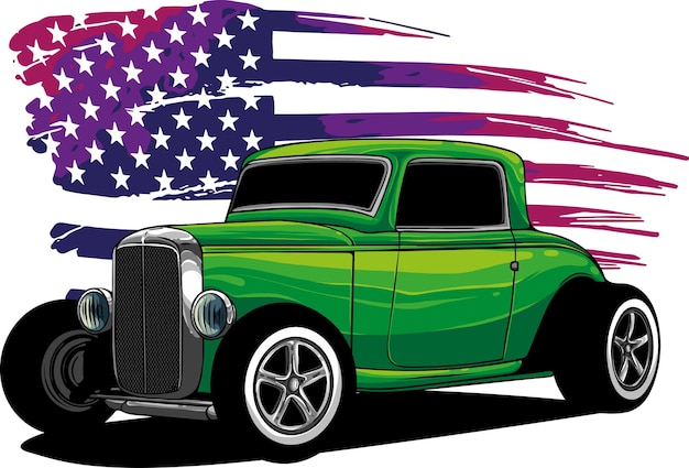 draw of hot rod car vector illustration