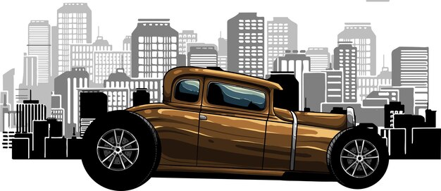 Vector draw of hot rod car vector illustration