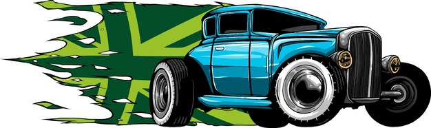 Vector draw of hot rod car vector illustration