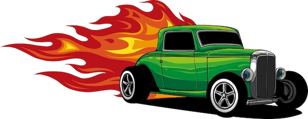 Vector draw of hot rod car vector illustration