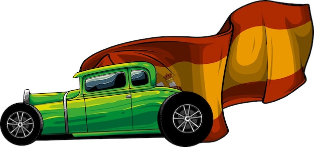 Vector draw of hot rod car vector illustration