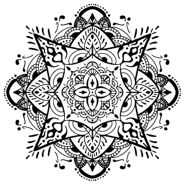 Нарисуйте мандалу в черно-белом цвете для раскрашивания