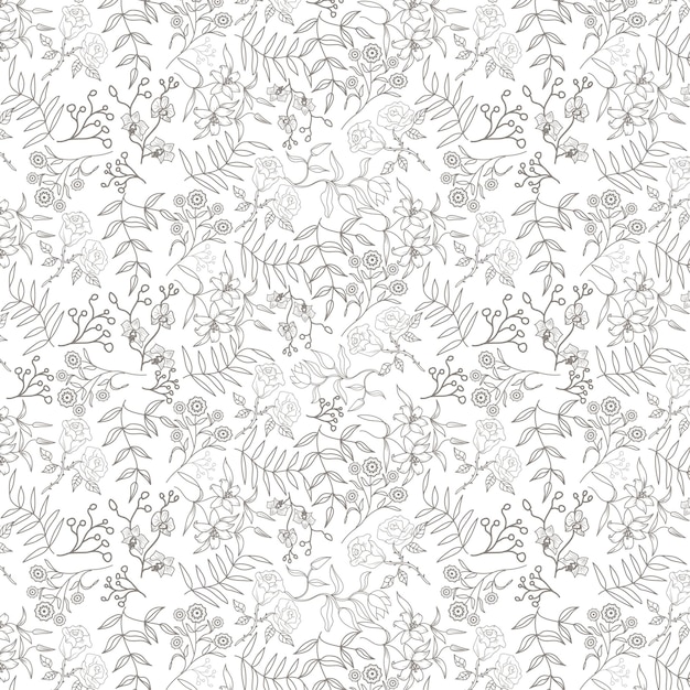 draw seamless floral pattern lines