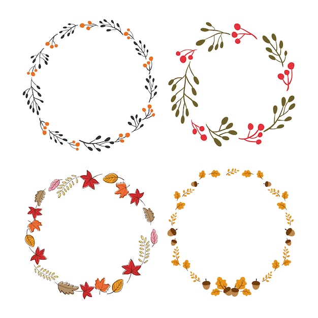 Draw set wreath in autumn