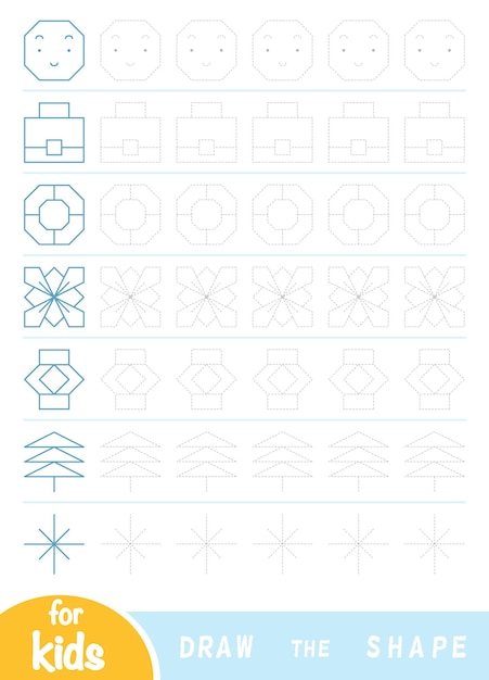 Vettore disegna le forme gioco educativo per bambini disegna ornamenti geometrici e naturali