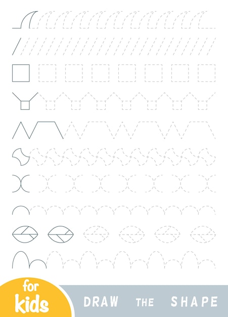 어린이를 위한 도형 교육 게임 그리기 선으로 이미지 복제 장식품 세트
