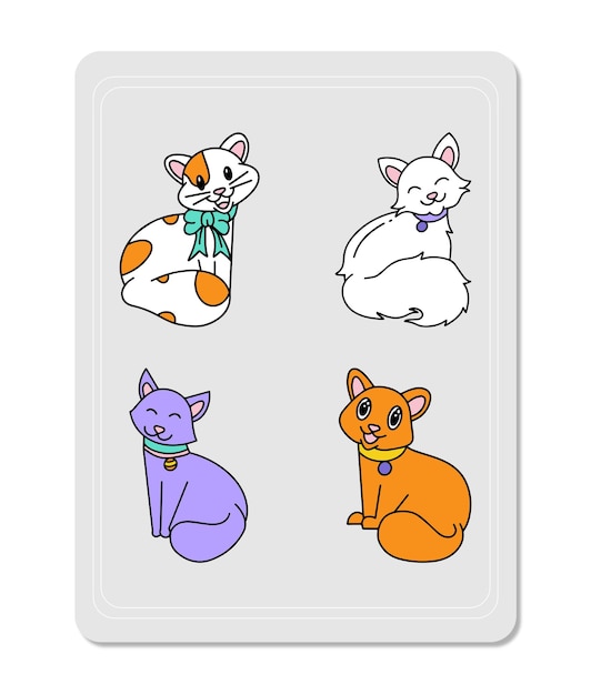 Draw vector illustration character collection cute cat